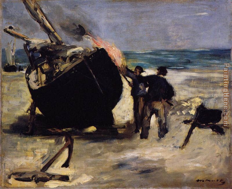 Tarring the Boat painting - Edouard Manet Tarring the Boat art painting